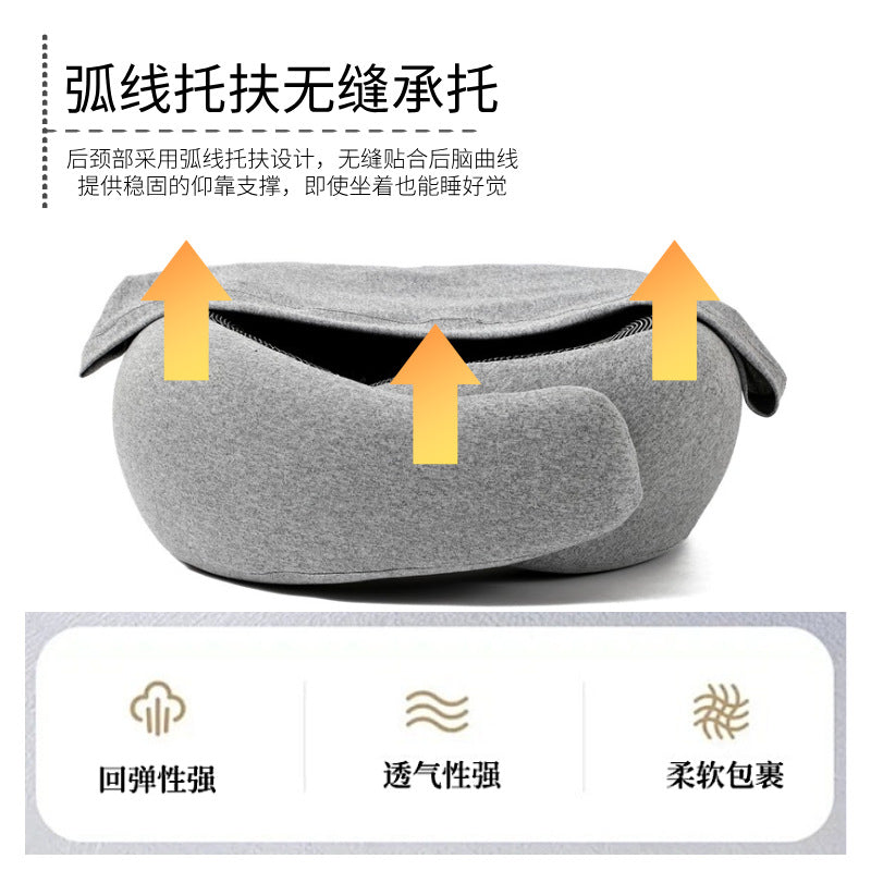 越境ECで人気のU字型ネックピロー、メモリーフォーム製トラベル枕、低反発仕様の飛行機用枕。持ち運びやすく収納も簡単。